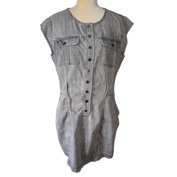 White House Black Market Stone Washed Denim Look shirt Dress Size 8 - Picture 3 of 9